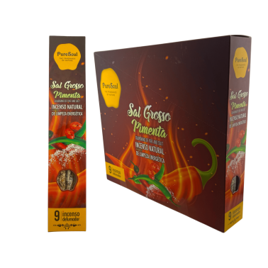 Caja incienso natural Sal Gruesa y Pimienta Pure Soul AUM Fragrances - 12 cajitas defumación