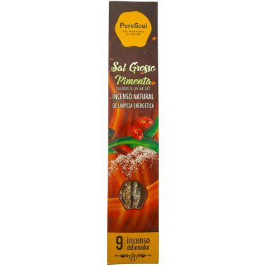 Caja incienso natural Sal Gruesa y Pimienta Pure Soul AUM Fragrances - 12 cajitas defumación