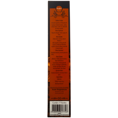 Incienso natural Temple Flora Pure Soul AUM Fragrances - 9 barritas orgánicas defumación