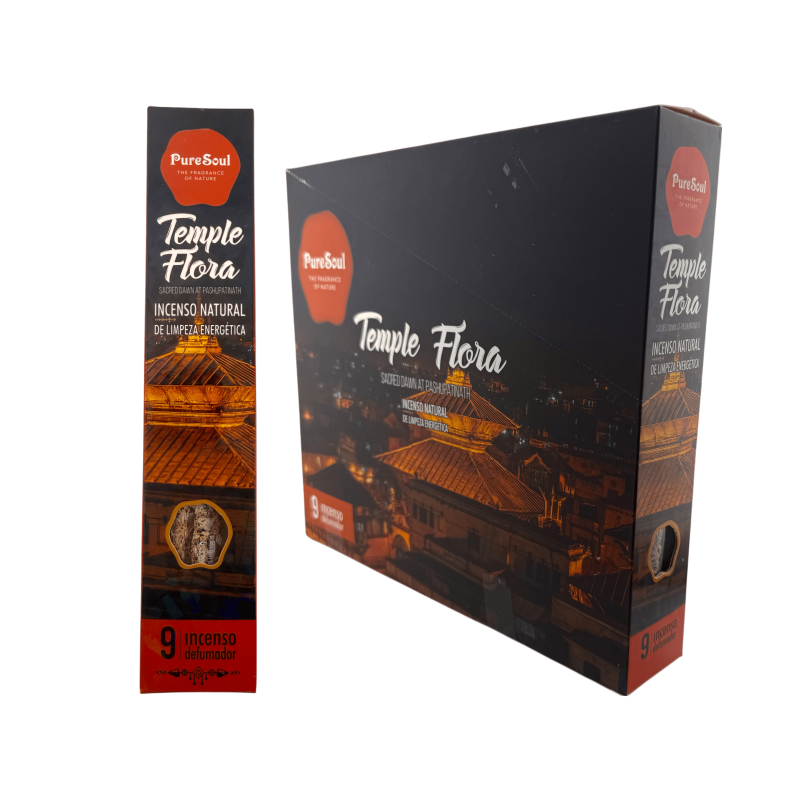Caixa de Incenso Natural Temple Flora Pure Soul AUM Fragrances - 12 Caixas para Defumação-Fragrâncias Inciense Natural Pure Soul AUM-HOSTENATURA