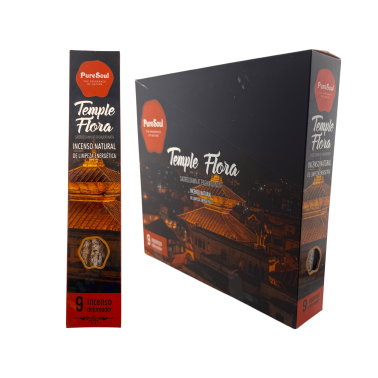 Caja incienso natural Temple Flora Pure Soul AUM Fragrances - 12 cajitas defumación