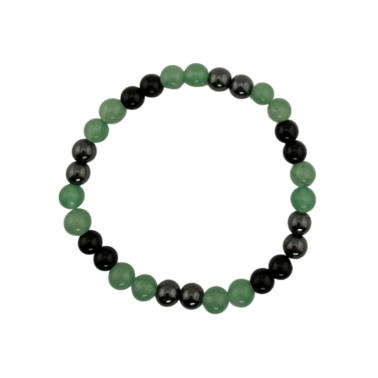 Trippelskyddande armband för tur och välstånd - Svart onyx, hematit och aventurin - Tur, rikedom och välstånd