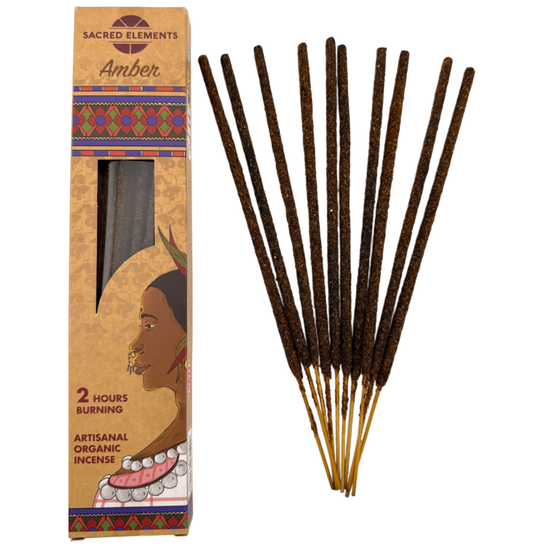 SACRED ELEMENTS HEM Amber Incense - 8 Organic Handmade Sticks-SACRED ELEMENTS BY HEM INCENSES-HOSTENATURA