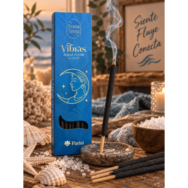 Aqua Flow Sea Salt Incense VIBRAS Nuna Terra - ręcznie robione, podwójnie zanurzane kadzidełka - 85 min