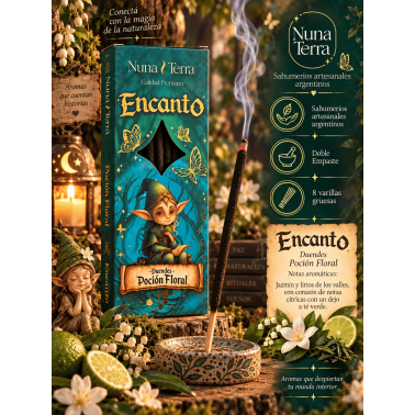 Tămâie cu Poțiune Florală Fermecată - Elfi de la Nuna Terra - Bețișoare de Tămâie Lucrate Manual - 8 Bețișoare