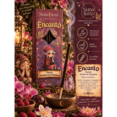 Tămâie Enchanted Elves Orchid Path de Nuna Terra - Bețișoare de tămâie lucrate manual - 8 bețișoare