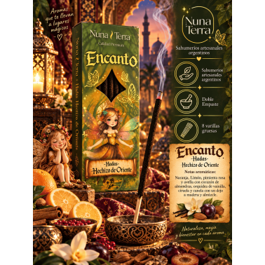 Kadzidło Fairy, Wschodnie zaklęcie, ENCANTO Nuna Terra - ręcznie robione kadzidełka - 8 patyczków
