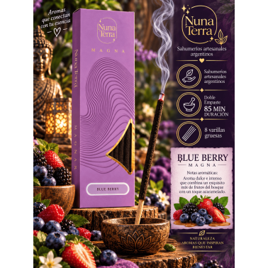 Nuna Terra MAGNA Blue Berry Incense - Double-Dipped Handmade Incense Stick - 85 min