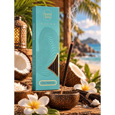 Incienso Coco Tropical MAGNA Nuna Terra - Sahumerio Artesanal de Doble Empaste - 85 min