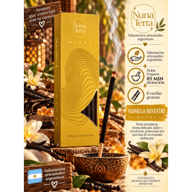 Tămâie MAGNA Nuna Terra Wild Vanilla - Tămâie artizanală cu efervescență dublă - 85 min