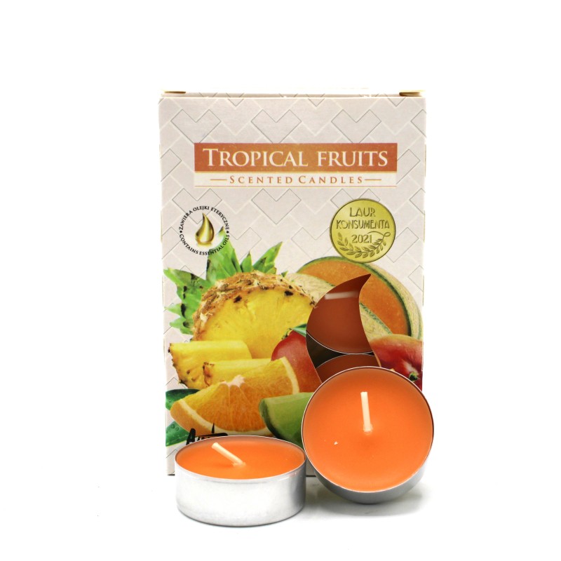 Confezione 6 Candele Da Tè Profumate - Frutta Tropicale - Fragranze Aura Bispol-CANDELE DA TÈ-HOSTENATURA