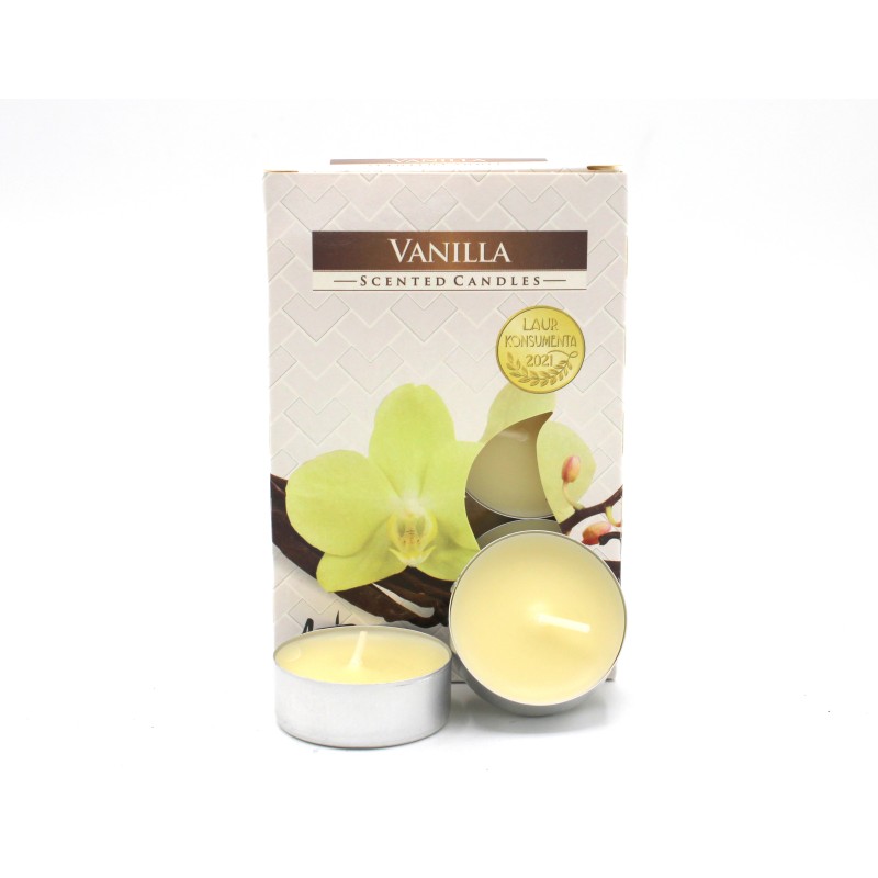 Pack 6 Scented Tea Candles - Vanilla - Bispol Aura Fragrances-TEA CANDLES-HOSTENATURA