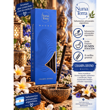 Divine Champa Wierook MAGNA Nuna Terra - Dubbel gedoopte handgemaakte wierook - 85 min