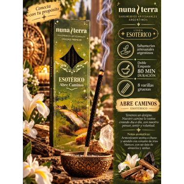 Incenso Nuna Terra per l'apertura del percorso esoterico - Bastoncini d'incenso fatti a mano a doppia immersione - 8 bastoncini 
