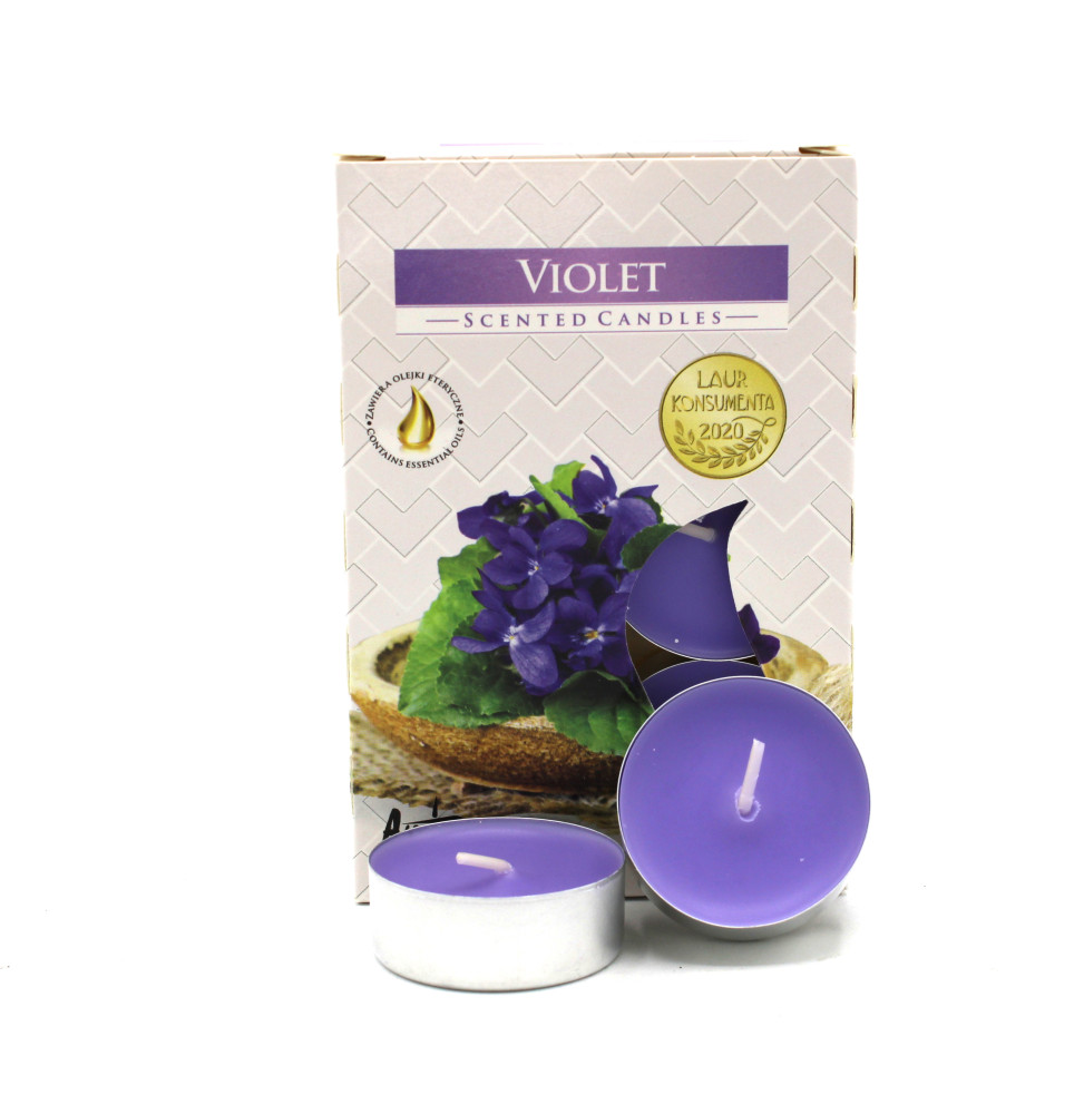﻿Pack 6 Velas de Té Perfumadas - Violeta - Bispol Aura Fragances