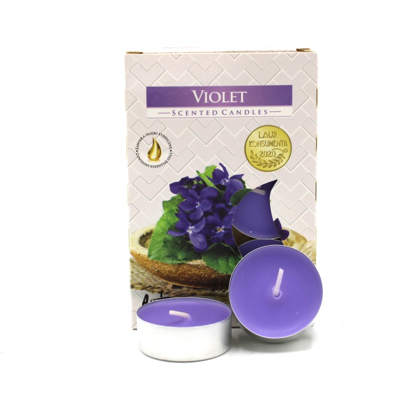 Confezione da 6 Candele da Tè Profumate - Viola - Bispol Aura Fragrances-CANDELE DA TÈ-HOSTENATURA