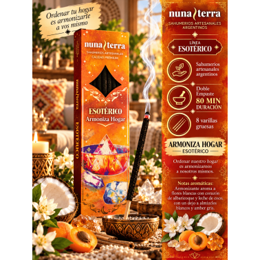 Nuna Terra Esoteric Home Harmonizing Incense - Double-Dipped Handmade Incense Sticks - 8 Sticks - 80 min