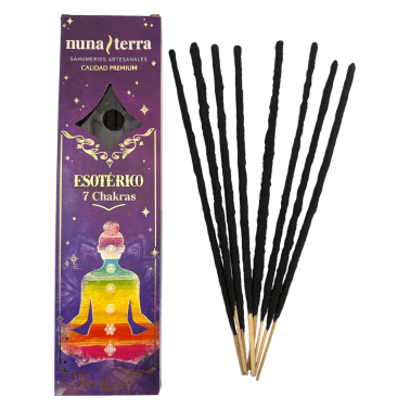 Incienso 7 Chakras ESOTÉRICO Nuna Terra - Sahumerio Artesanal de Doble Empaste - 8 Varillas - 80 min