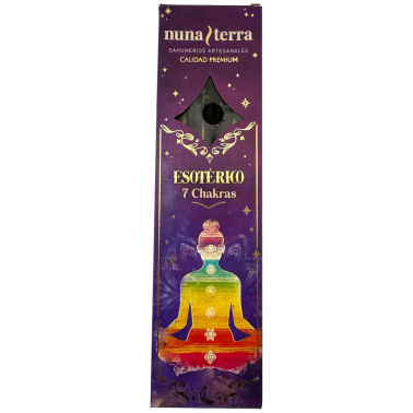 Incienso 7 Chakras ESOTÉRICO Nuna Terra - Sahumerio Artesanal de Doble Empaste - 8 Varillas - 80 min
