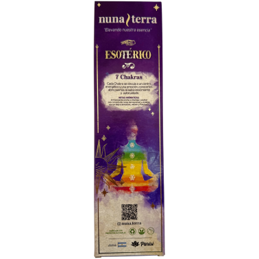 Incienso 7 Chakras ESOTÉRICO Nuna Terra - Sahumerio Artesanal de Doble Empaste - 8 Varillas - 80 min