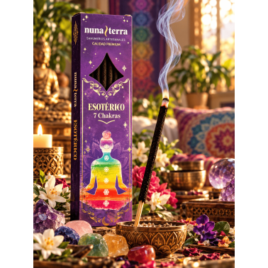 Incienso 7 Chakras ESOTÉRICO Nuna Terra - Sahumerio Artesanal de Doble Empaste - 8 Varillas - 80 min