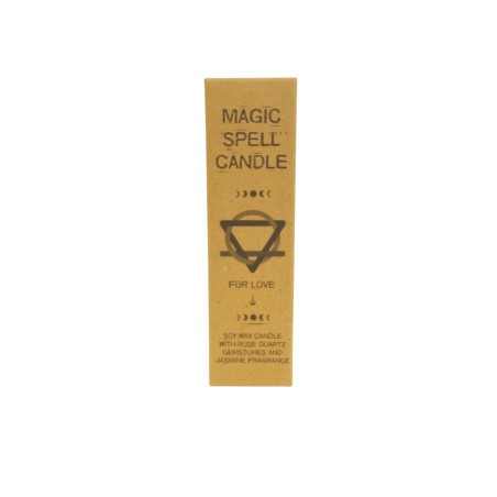 VELA HECHIZO MÁGICO - AMOR -  CON PIEDRAS PRECIOSAS DE CUARZO ROSA Y FRAGANCIA DE JAZMÍN  - 1