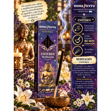 Nuna Terra Esoteric Meditation Incense - Double-Dipped Handmade Incense Sticks - 8 Sticks - 80 min