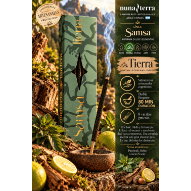 Incienso Tierra SAMSA Nuna Terra - Sahumerio Artesanal - 8 Varillas Gruesas - Hasta 80 min