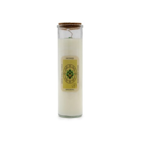 VELA HECHIZO MÁGICO - FELICIDAD - CON PIEDRAS PRECIOSAS DE AVENTURINA VERDE Y FRAGANCIA DE ROSA MARROQUÍ - 1