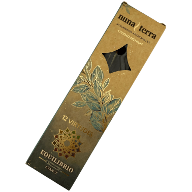 Encens Balance - Avancé 12 VERTUS Nuna Terra - Bâtonnets d'encens artisanaux doublement enrobés - 8 bâtonnets - Jusqu'à 80 min