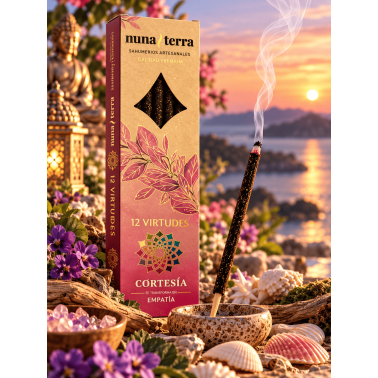 Courtesy Incense - Empathy 12 VIRTUES Nuna Terra - ダブルディップの手作りお香スティック - 8本入り - 最大80分