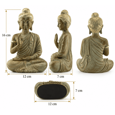 Figura Buda Sentado de la Sabiduría - Vitarka Mudra - 12x7x16 cm