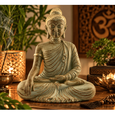 Figura Buda Sentado de la Iluminación - Bhumisparsha Mudra - 26x15x32 cm