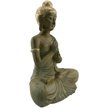 Statuette du Bouddha assis représentant la Roue du Dharma - Dharmachakra Mudra - 20 x 12 x 26 cm