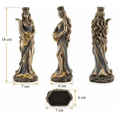 Figurine de la déesse de la Fortune - Corne d'abondance et de prospérité - 7 x 6 x 18 cm