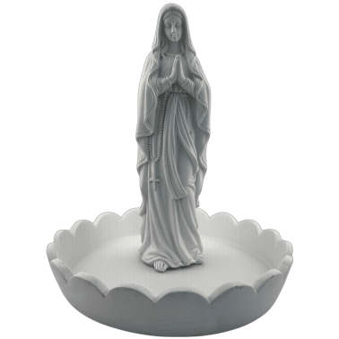 Beeldje van de Maagd van Lourdes met offerplaat - 18x17,5x20,5 cm