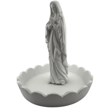 Jungfrun av Lourdes-figur med offerfat - 18x17,5x20,5 cm
