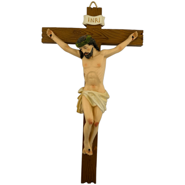 Crucifijo de Pared con Cristo - Efecto Madera - 20 cm