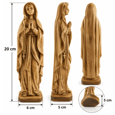 Jungfrun av Lourdes-figur - Ljus träeffekt - 20 cm