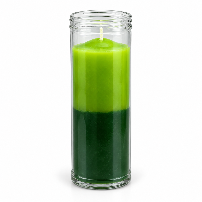 Plain Two-Tone Candle, Light Green and Dark Green - 16x6 cm-Smooth Velones-HOSTENATURA