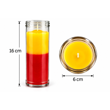 Plain Two-Tone Candle (Yellow and Red) - 16x6 cm