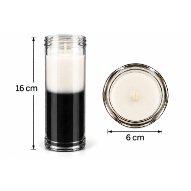 Plain Two-Tone Candle, Black and White - 16x6 cm