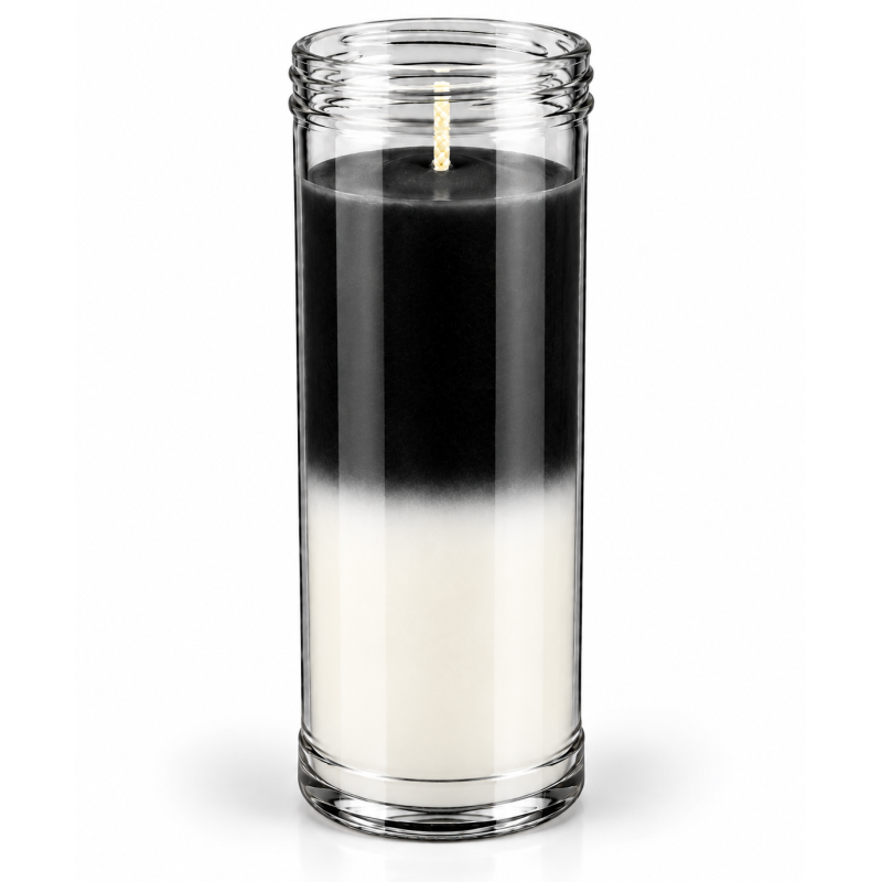 Lumânare simplă în două culori, alb-negru - 16x6 cm-Velones netede-HOSTENATURA