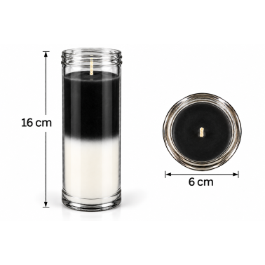 Plain Two-Tone Candle, Black and White - 16x6 cm
