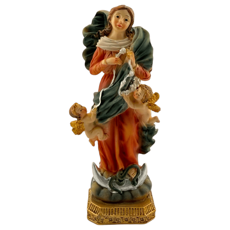 تمثال مريم العذراء حلالة العقد مع ملائكة - 11 سم-FIGURAS RELIGIOSAS-HOSTENATURA