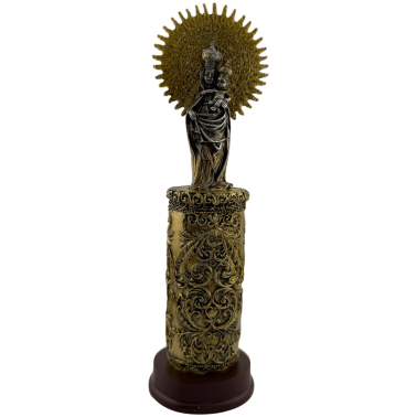 Vierge du Pilar avec l'Enfant Jésus - Finition bronze et or - 20 cm