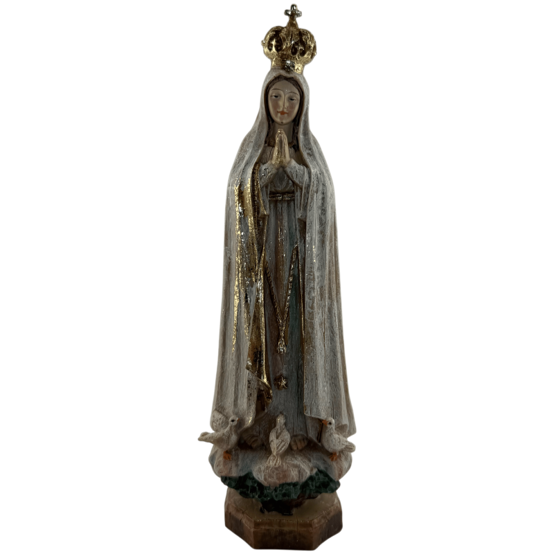 تمثال سيدة فاطمة - بتأثير الخشب العتيق والذهب - 20 سم-FIGURAS RELIGIOSAS-HOSTENATURA
