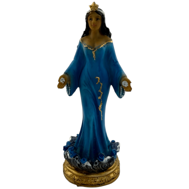 Staande blauwe Orisha Yemayá-figuur - Godin van...