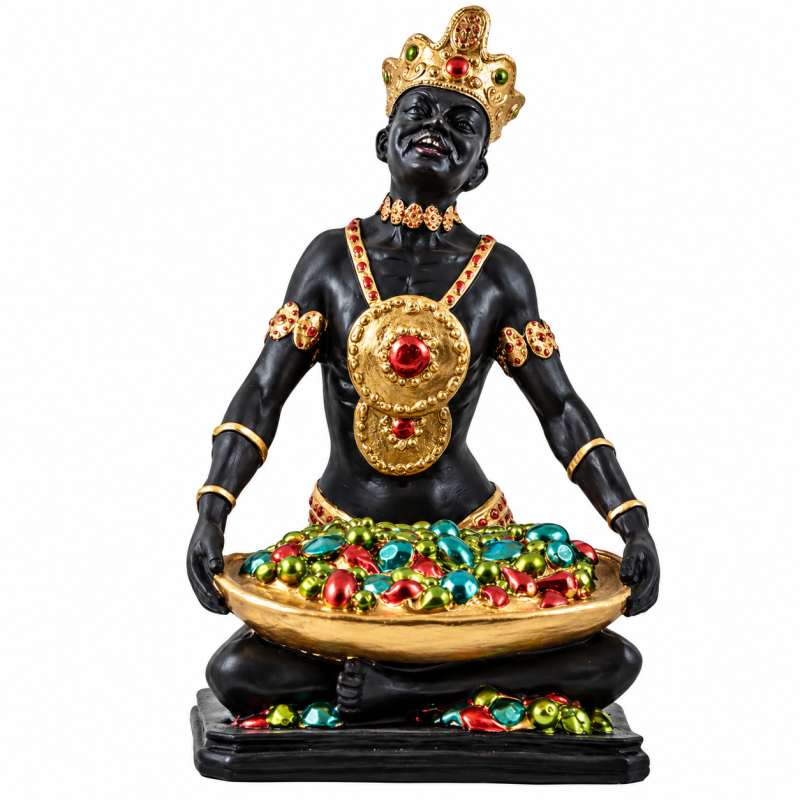 Statuetta Changó Macho con vassoio di ricchezze - Orisha della prosperità - 20 cm-FIGURE DI ORISHA-HOSTENATURA