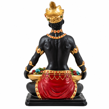 Estatueta de Changó Macho com Bandeja de Riquezas - Orixá da Prosperidade - 20 cm